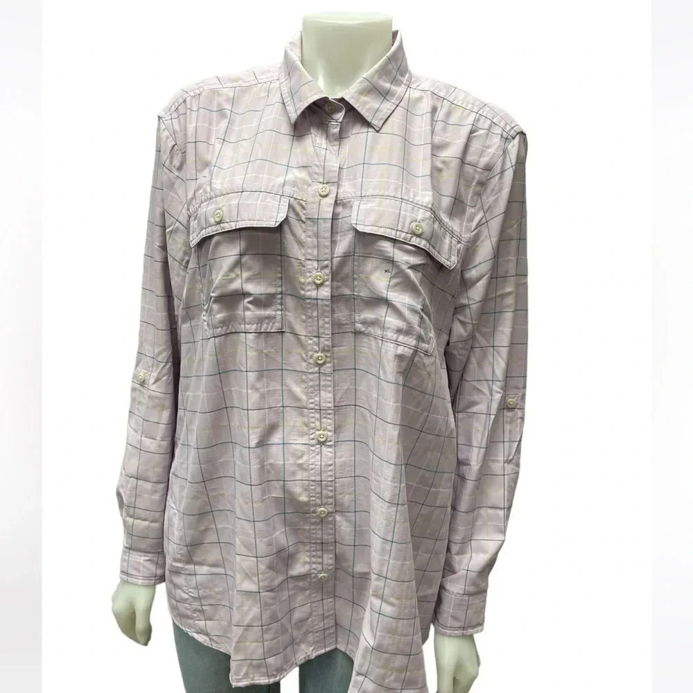 Eddie Bauer Travex Purple  Plaid Long Sleeve Size XL